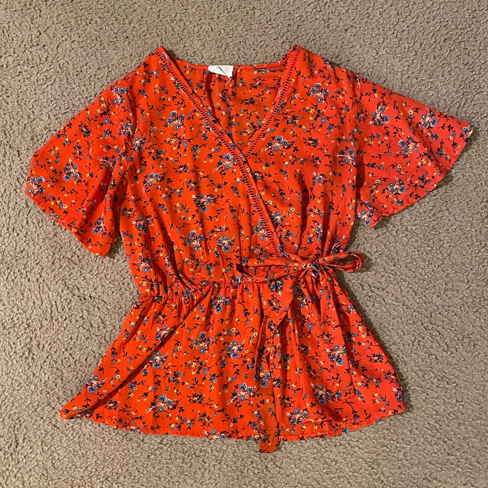 Floral Wrap Blouse